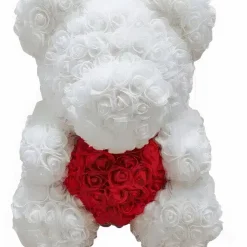 Peluche ours roses blanches