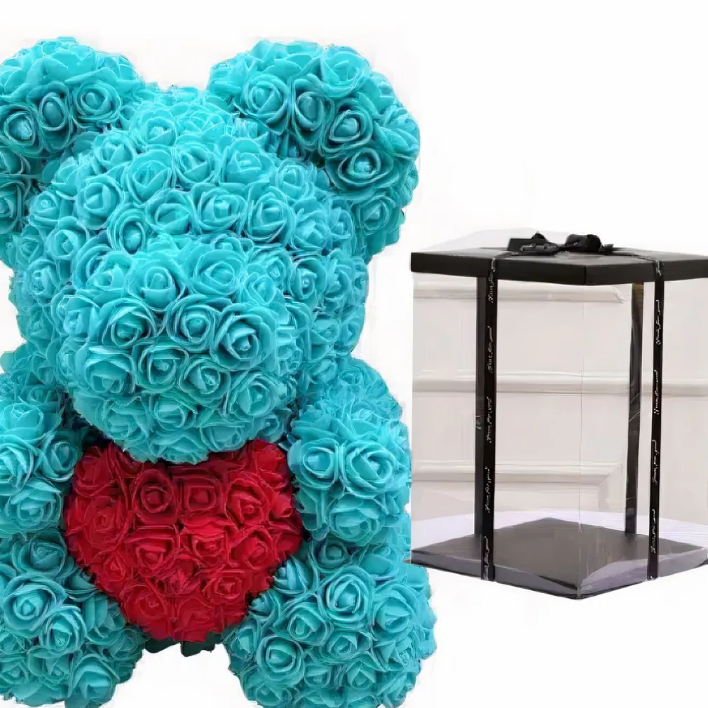 Peluche ours roses turquoises coffret collector