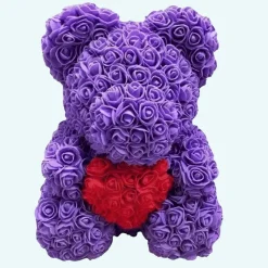 Peluche ours roses violettes