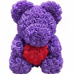 Peluche ours roses violettes