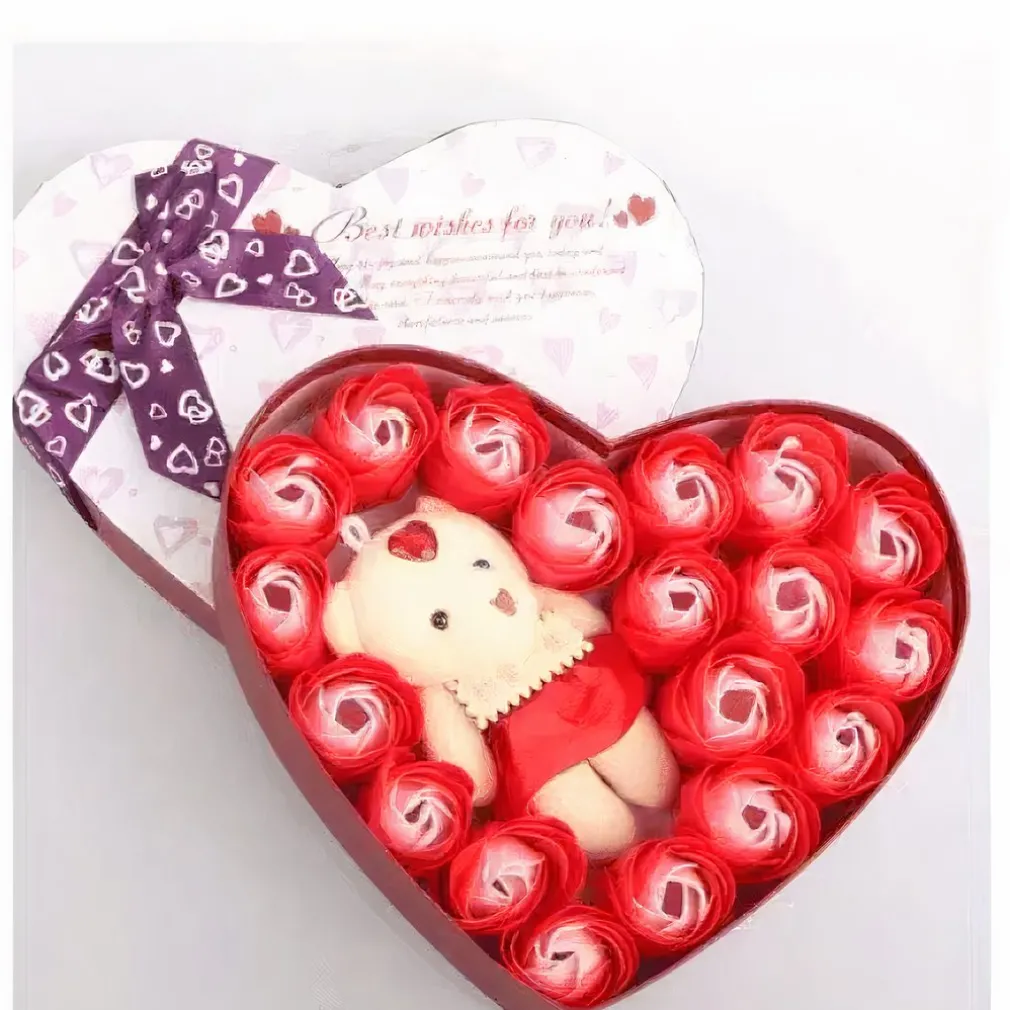 Peluche ours rouge coffret amour