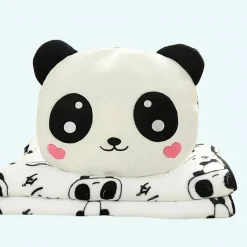 Peluche panda amoureux avec couverture
