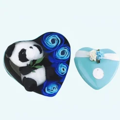 Peluche panda coffret bleu clair Saint Valentin
