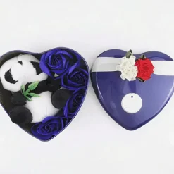 Peluche panda coffret bleu Saint Valentin