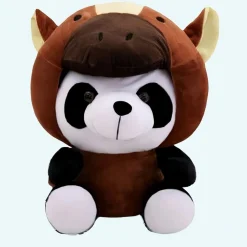 Peluche panda déguisé en cheval