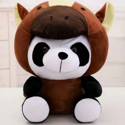 Peluche panda déguisé en cheval