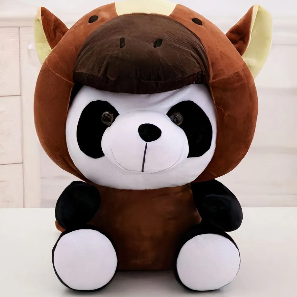 Peluche panda déguisé en cheval