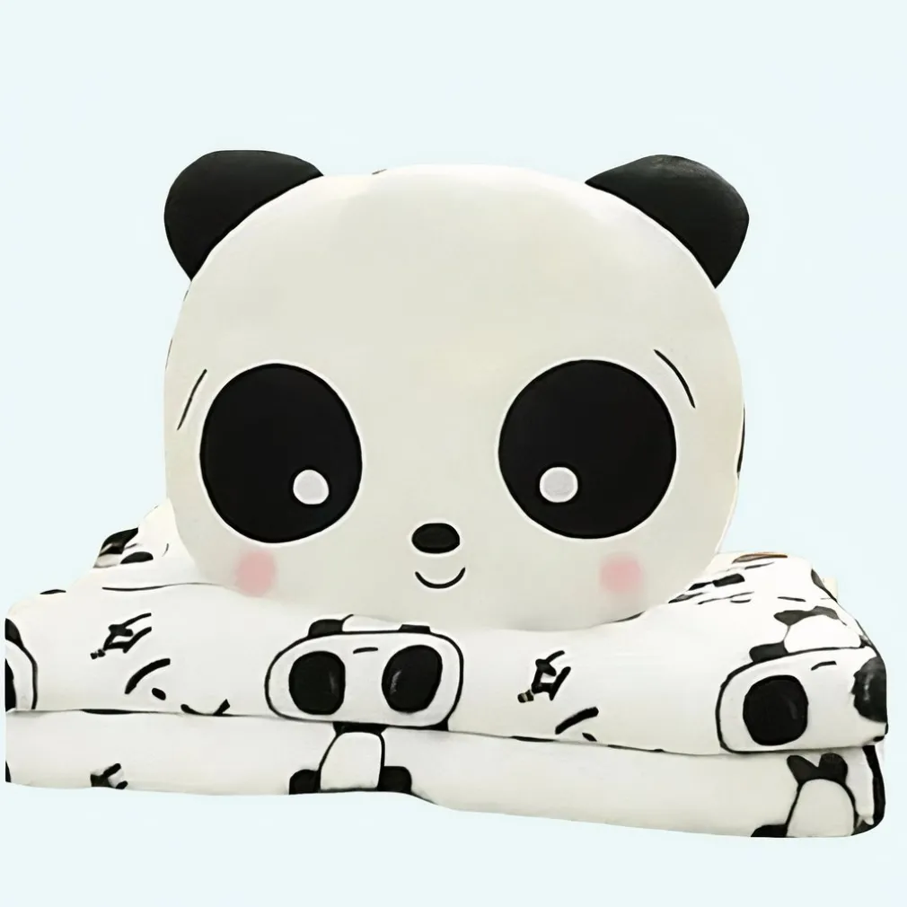 Peluche panda timide avec couverture