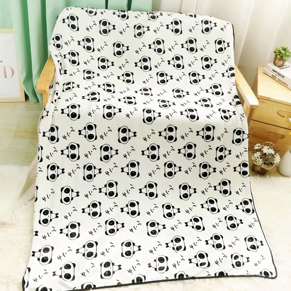 Peluche panda timide avec couverture