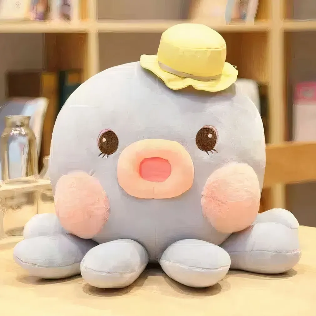 Peluche pieuvre Kawaii bleue