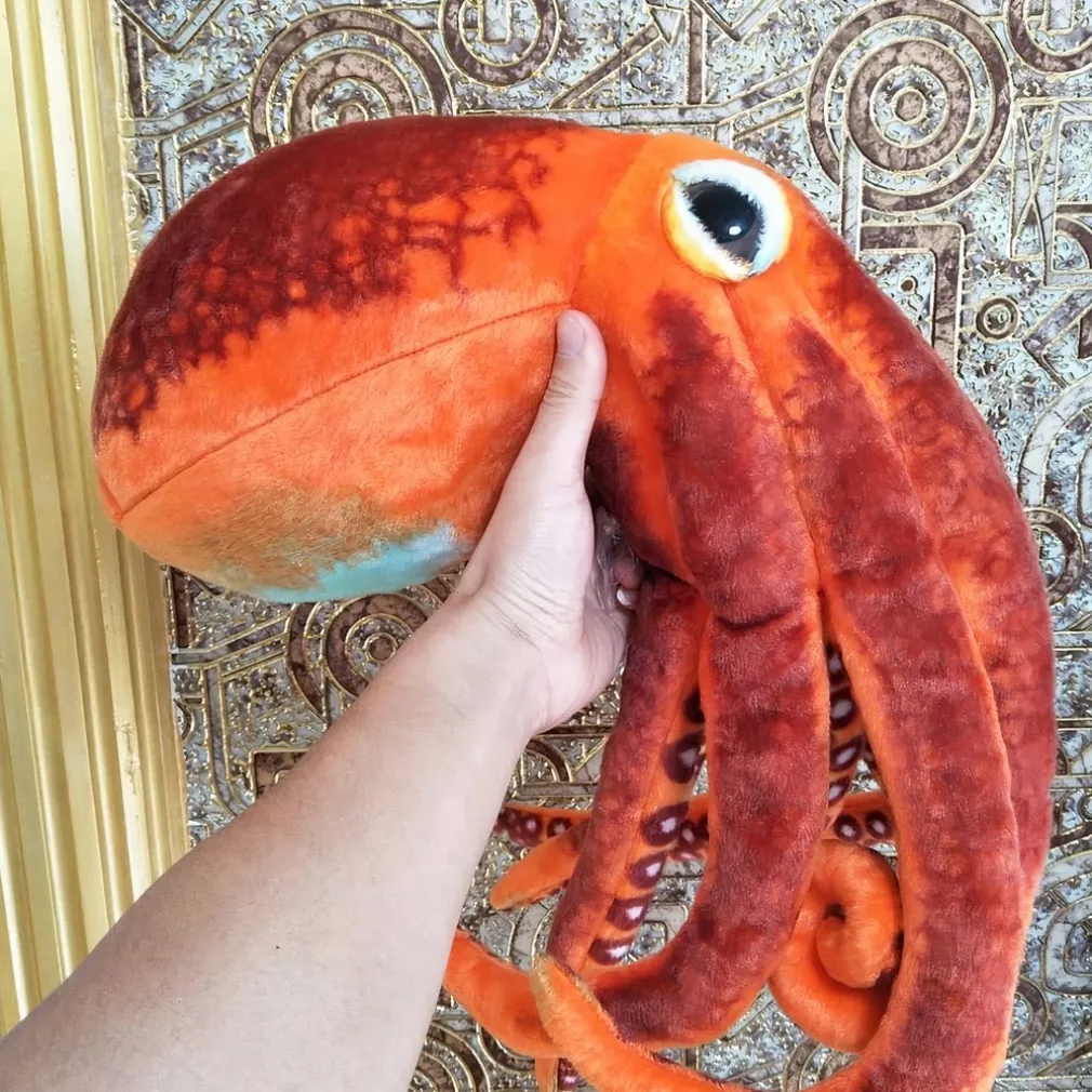 Peluche pieuvre réaliste orange
