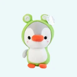 Peluche pingouin déguisé en grenouille
