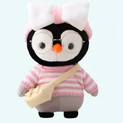 Peluche pingouin pull rose