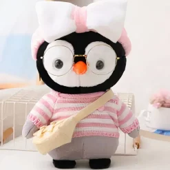 Peluche pingouin pull rose