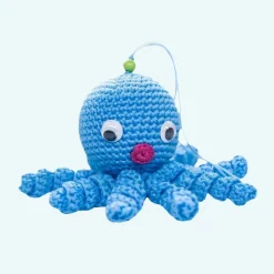 Peluche poulpe bleue douce tressée pour enfant