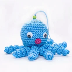 Peluche poulpe bleue douce tressée pour enfant