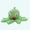 Peluche poulpe verte douce tressée pour enfant