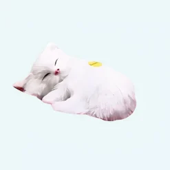 Peluche poupée chat blanc qui dort