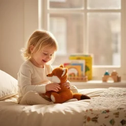 Peluche renard aux grands yeux noirs