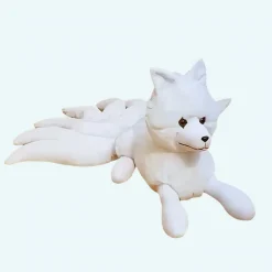 Peluche renard blanc à poil doux