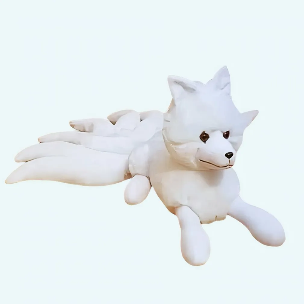 Peluche renard blanc à poil doux