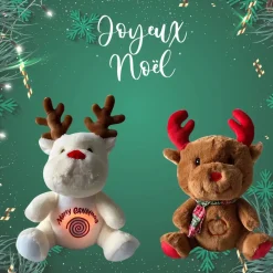 Peluche renne blanc ou marron de Noël qui respire avec berceuses