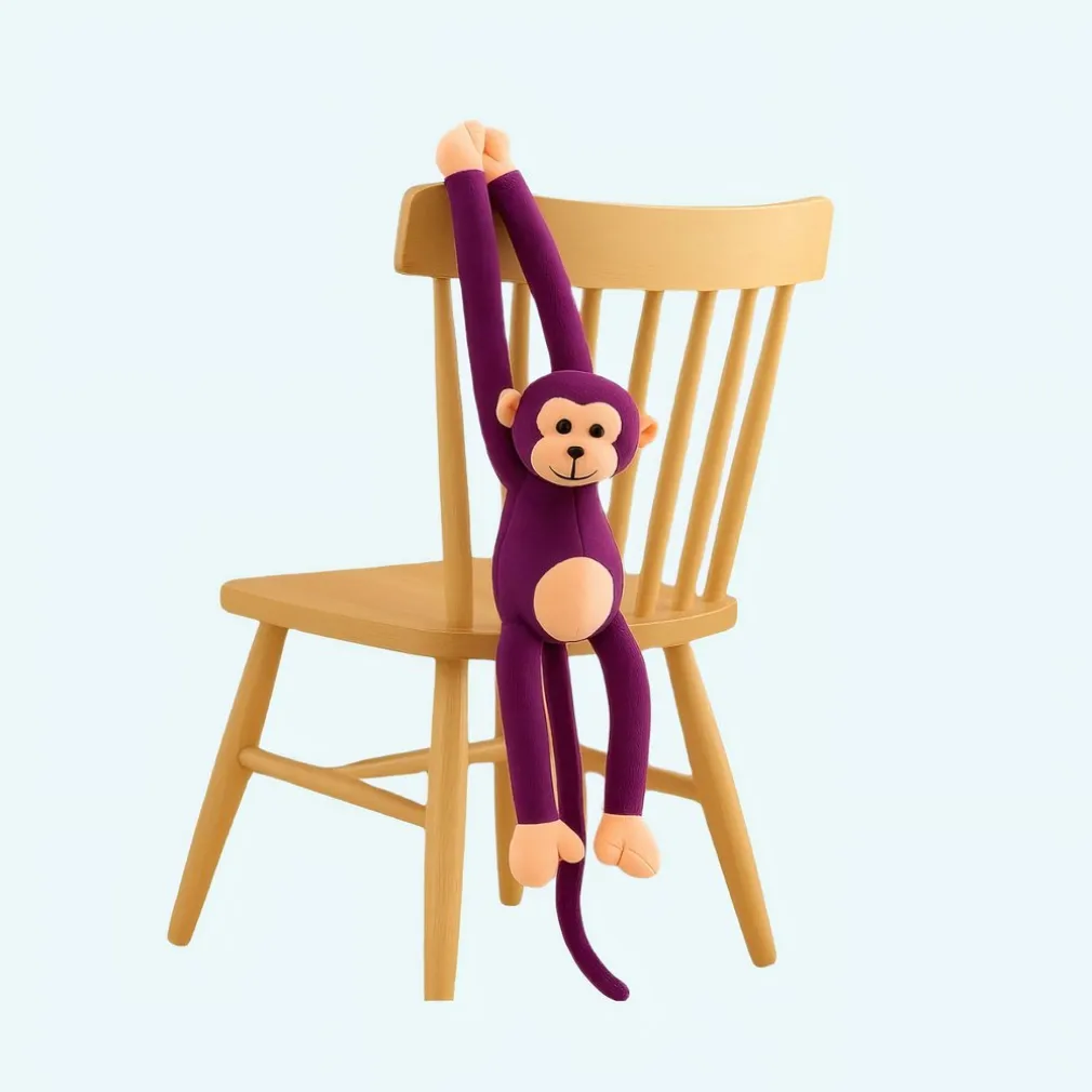 Peluche singe kawaii longue queue violette
