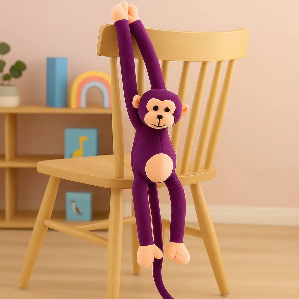 Peluche singe kawaii longue queue violette