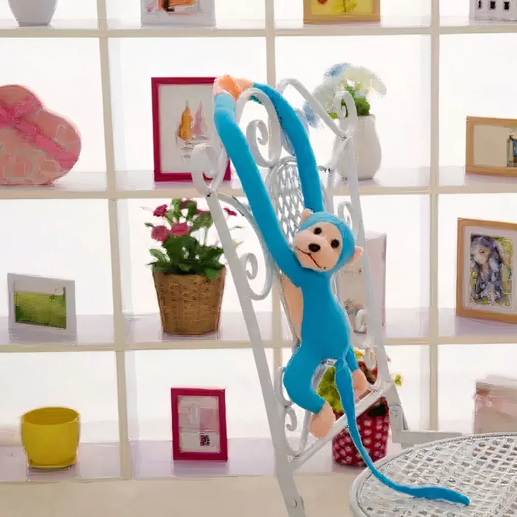 Peluche singe kawaii longue queue bleue