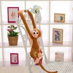 Peluche singe kawaii longue queue marron
