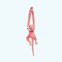 Peluche singe kawaii longue queue rose