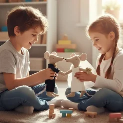 Peluche souris couple de mariés