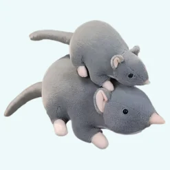 Peluche souris grise à longue queue