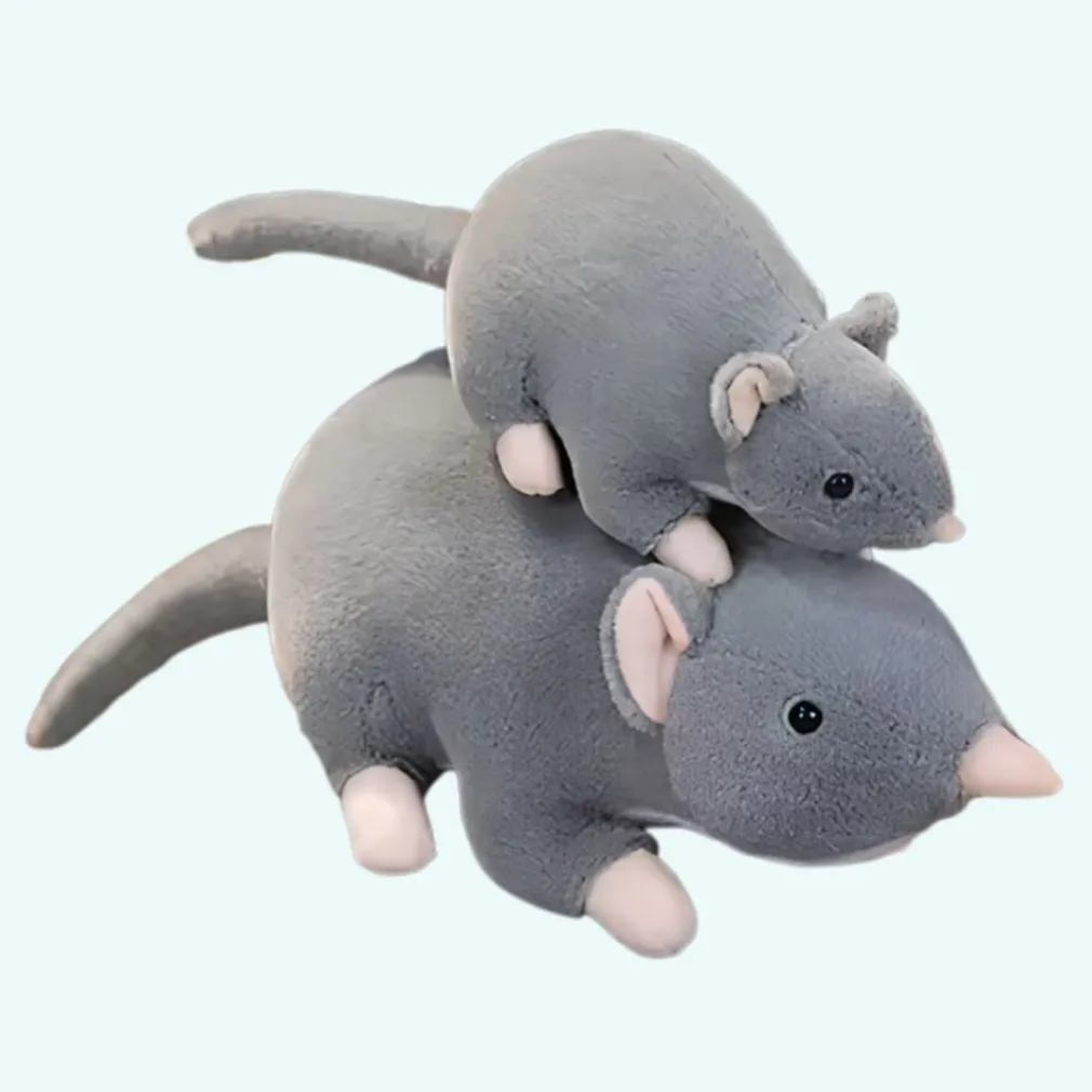 Peluche souris grise à longue queue