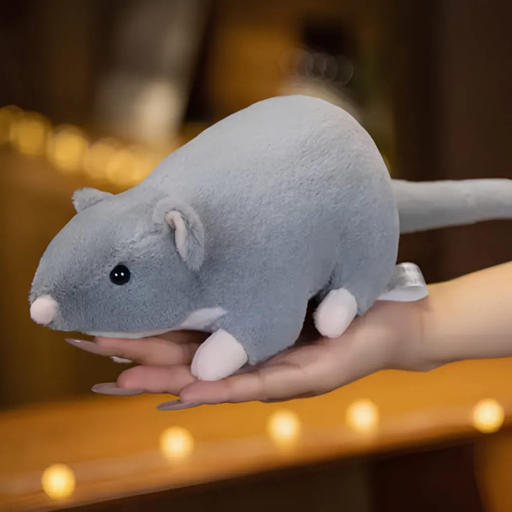 Peluche souris grise à longue queue