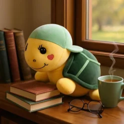 Peluche tortue verte à casquette