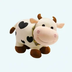 Peluche vache à motif coeur