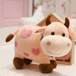 Peluche vache à motif coeur
