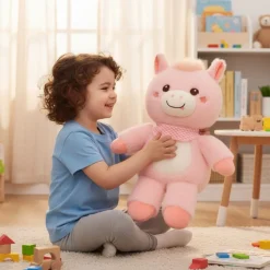 Peluche vache géante blanche rose