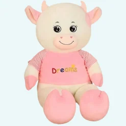 Peluche vache géante tenue rose