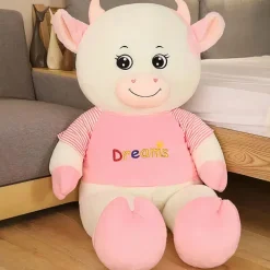 Peluche vache géante tenue rose