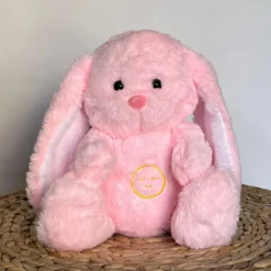 Peluche veilleuse de lapin rose qui respire