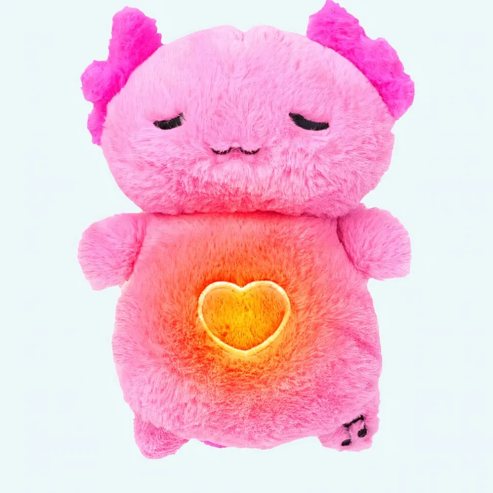 Peluche veilleuse rose d’axolotl qui respire avec berceuses intégrées