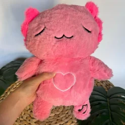 Peluche veilleuse rose d’axolotl qui respire avec berceuses intégrées