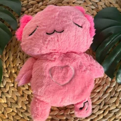 Peluche veilleuse rose d’axolotl qui respire avec berceuses intégrées