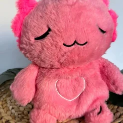 Peluche veilleuse rose d’axolotl qui respire avec berceuses intégrées