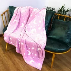 Plaid à imprimés lune et étoile lumineuse