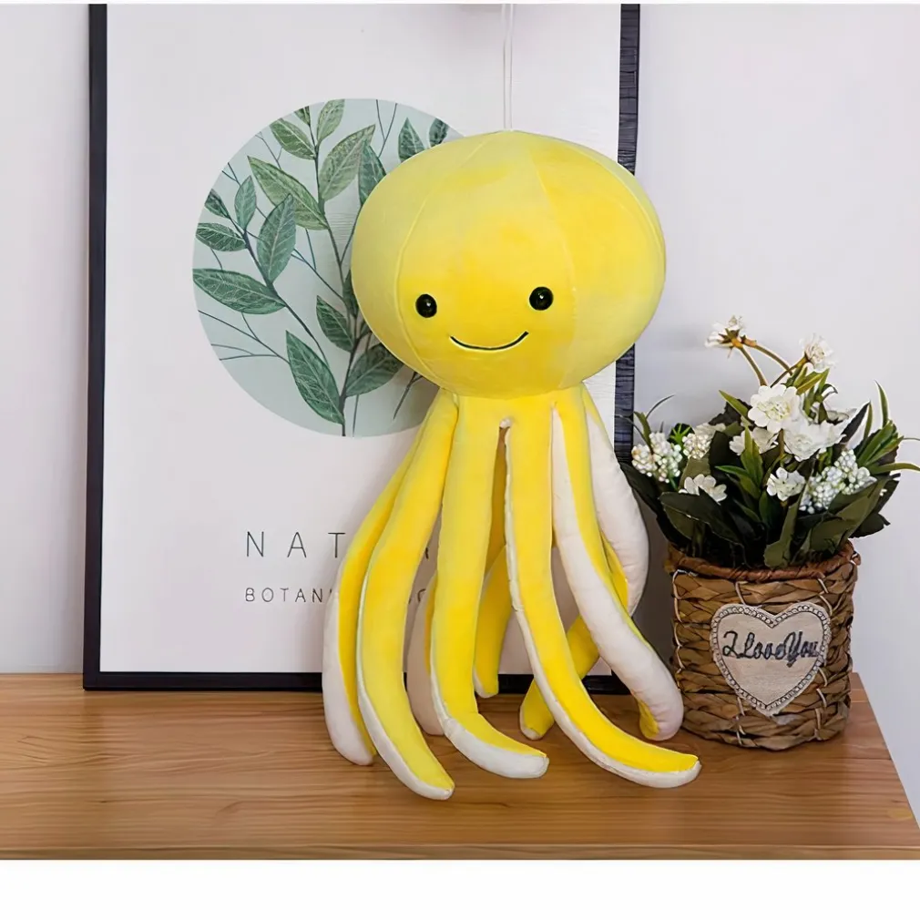 Poulpe mignon en peluche jaune