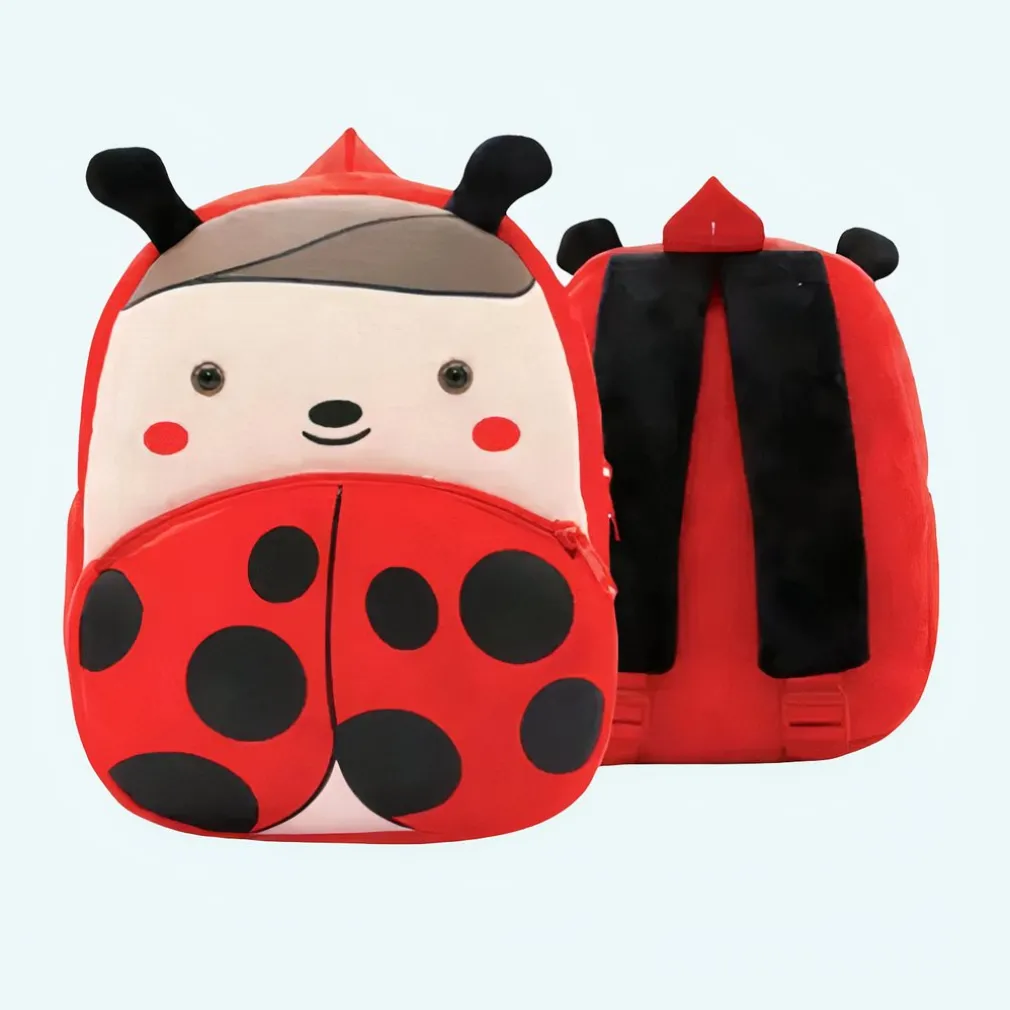 Sac à dos en peluche coccinelle