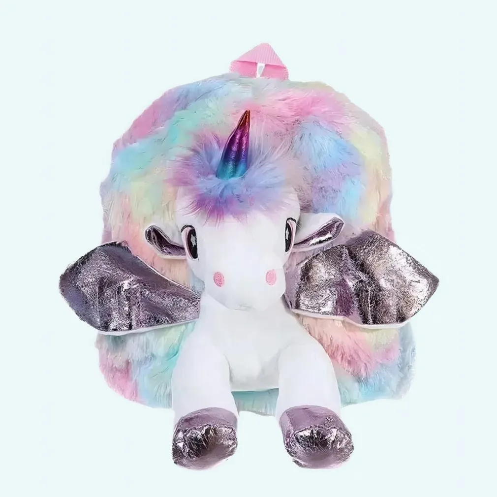 Sac à dos en peluche licorne multicolore